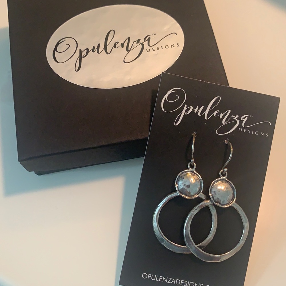 Opulenza Earrings sterling silver hammered circles